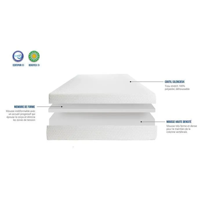 OLYMPE | Ensemble matelas Hermès avec sommier en bois | 1 place-3