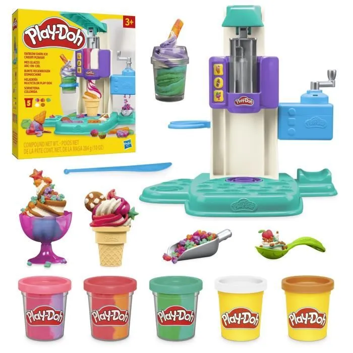 Play-Doh coffret Mes glaces arc-en-ciel avec pâte à modeler-0
