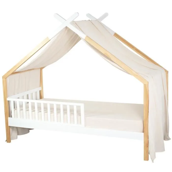 Toile de lit cabane - SEVIRA KIDS - Beige - 420 x 140 cm - Gaze de coton - Fabrication française-0