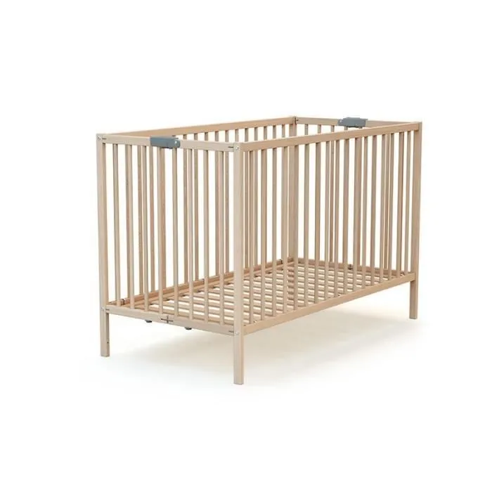 Lit bébé pliant AT4 Webaby Hêtre Brut 60 x 120 - AT4 - Hêtre massif - Beige - Bébé-1