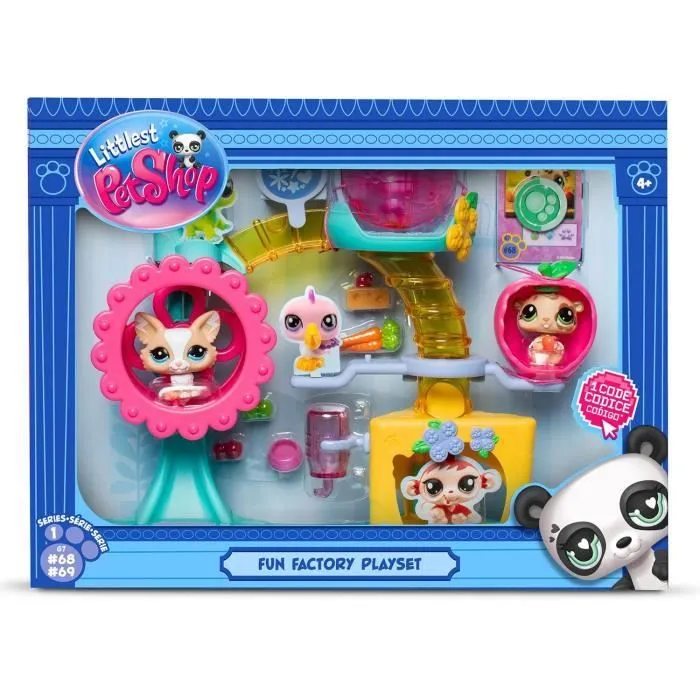 BANDAI - Littlest Pet Shop - Coffret Fun Factory - Ensemble de jeu avec 2 animaux, décor et accessoires - BF00519-4