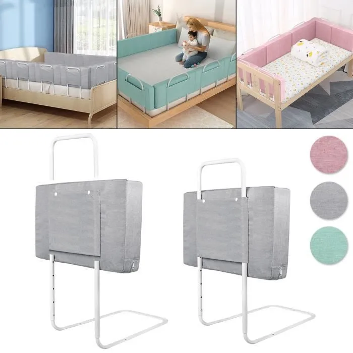 Barrière de lit pour enfant réglable en hauteur UISEBRT - Rose Cerise - Sécurité anti-chute-0