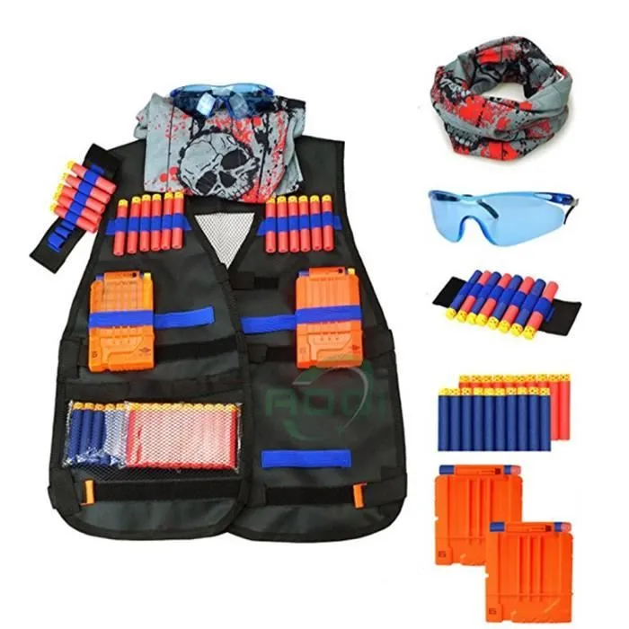 WoWa® Gilet Tactique Enfant pour Nerf Gilet Tactique de CS Militaire Jeu Veste Tactiques pour Nerf N-Strike Elite Série-0