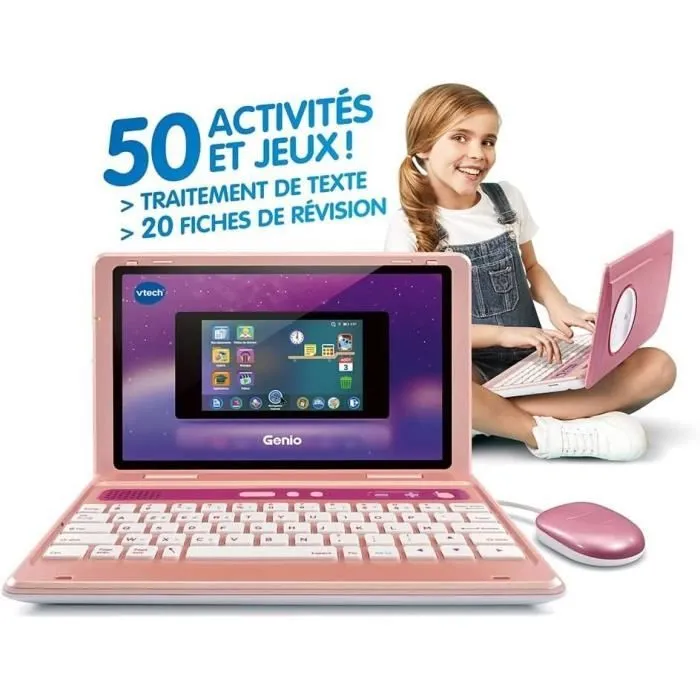 Ordinateur pour enfant VTECH Genio - Clavier AZERTY, souris, écran 5’’, mémoire 8GB - Rose-4