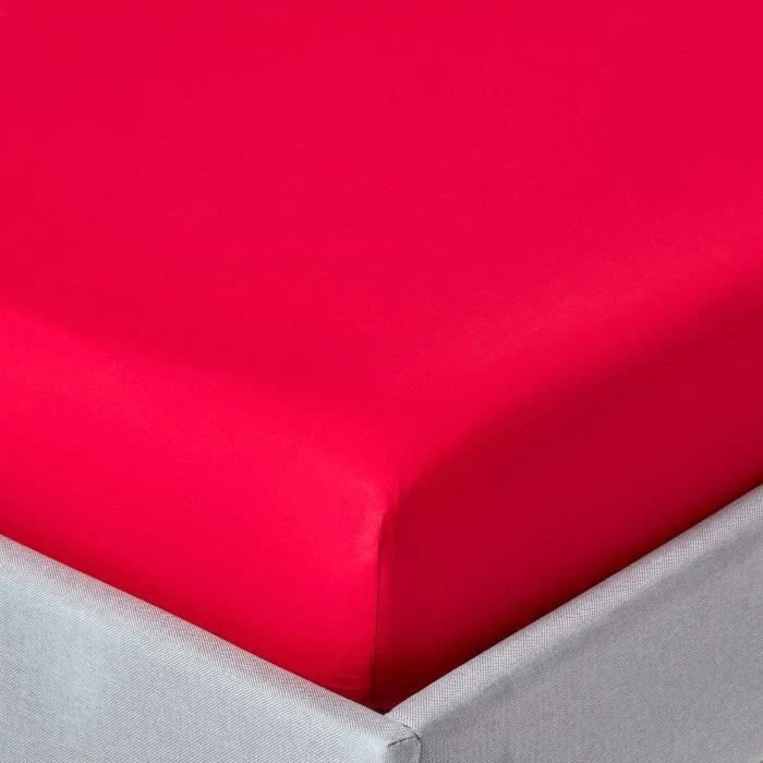 Drap-housse Rouge 100% coton Égyptien 200 fils 140 x 190 cm-0