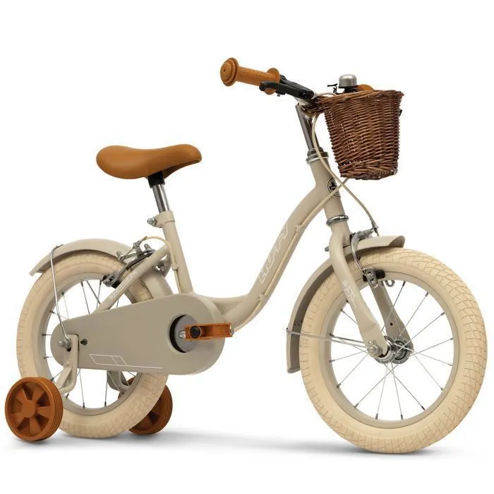 Vélo Vintage Enfant Fille 14 Pouces 4–6 Ans 99–117cm Taupe avec Panier et Sonnette par Huffy-0