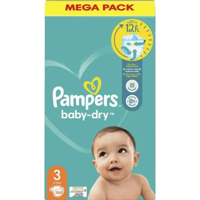 PAMPERS Baby-Dry Taille 3 - 104 Couches-8