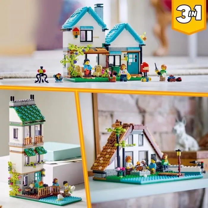 LEGO® Creator 3-en-1 31139 La Maison Accueillante, Maquette avec 3 Maisons Différentes, et Figurines-4