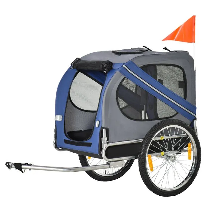 PawHut - remorque vélo chien - Acier - 130x73x90cm - Bleu et noir-0