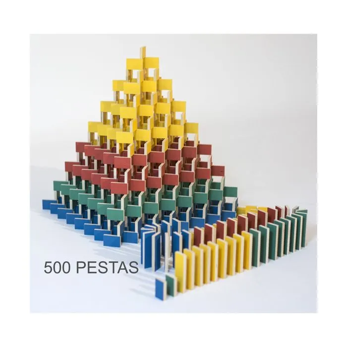Jeu de construction PESTAS - 500 dominos pour enfant à partir de 5 ans - Marron-3