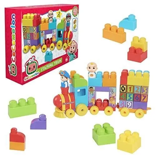 Jeu de Construction - COCOMELON - Coffret Train avec 2 Figurines - 40 Pièces - Éducatif - Coloré-0