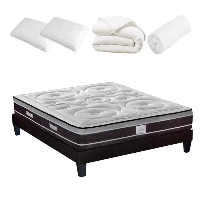 DIVIN - Matelas ressorts ensachés + sommier + accessoires Blanc 140x200 cm-0