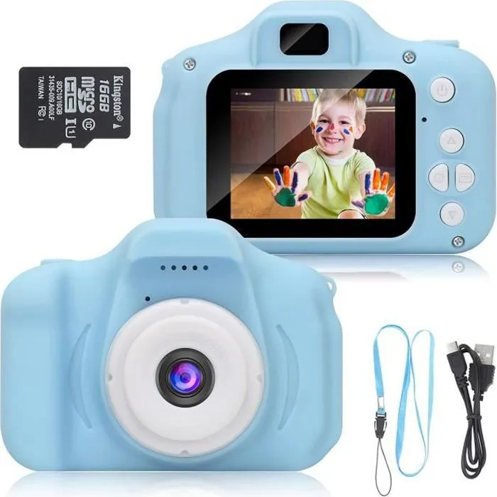 Appareil Photo pour Enfant - LAMZIEN - Kidizoom - 8MP/1080P - Carte TF 16 Go - Batterie - Bleu-0