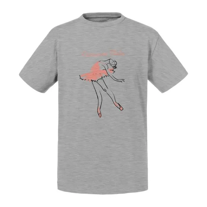 T-shirt Enfant Gris Danseuse Etoile Illustration Ballet Dessin-0
