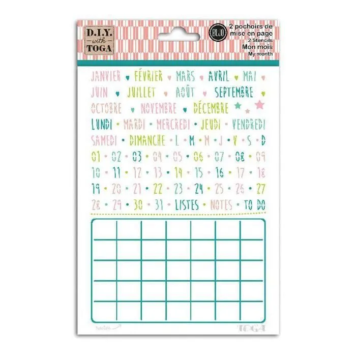 Pochoirs - Toga - Pages mensuelles x2 - 15x20cm - Multicolore - DIY Bullet Journal-1
