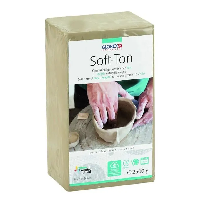 GLOREX Soft-Argile Blanc 2500 g séchage naturel/inflammable à 1040 °C - 6 8075 301-0