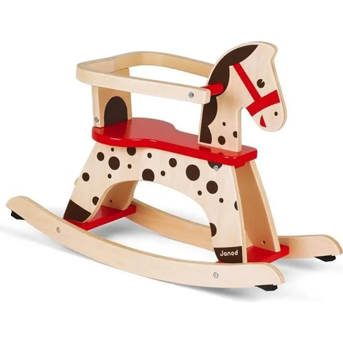 Cheval à Bascule en Bois Caramel - JANOD - Système Anti-Bascule - Dès 1 An-0
