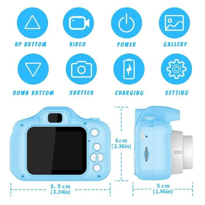 Appareil Photo pour Enfant - LAMZIEN - Kidizoom - 8MP/1080P - Carte TF 16 Go - Batterie - Bleu-2