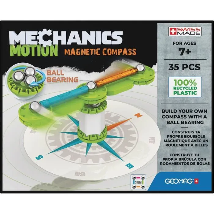 GEOMAG MECHANICS, MOTION 35 pcs, construction magnétique, jeux éducatifs, Jouet pour enfants dès 7 ans, GMT00-0