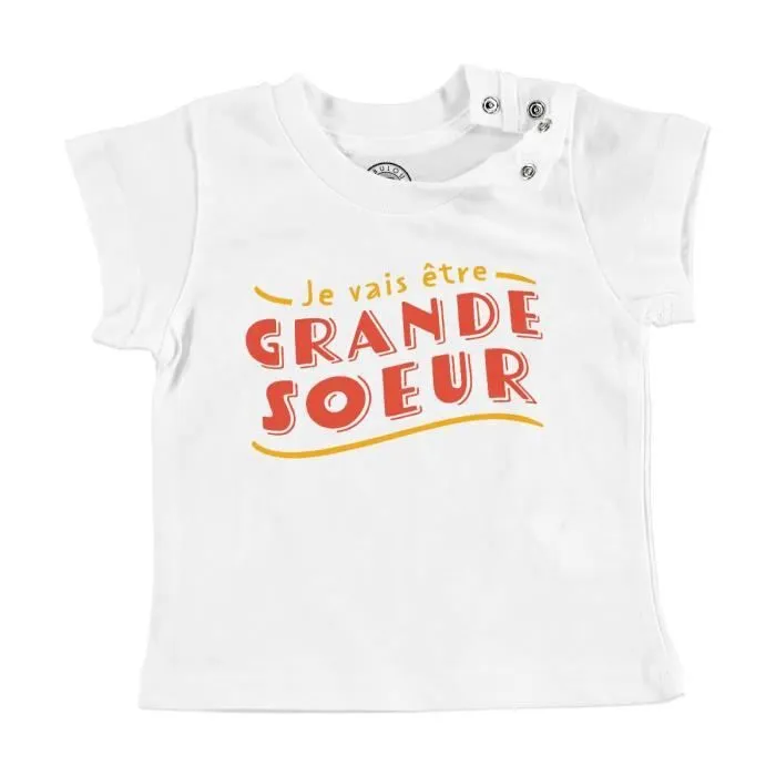 T-shirt Bébé - FABULOUS - Je vais être Grande Soeur - 100% coton - Manches courtes - Col arrondi-0