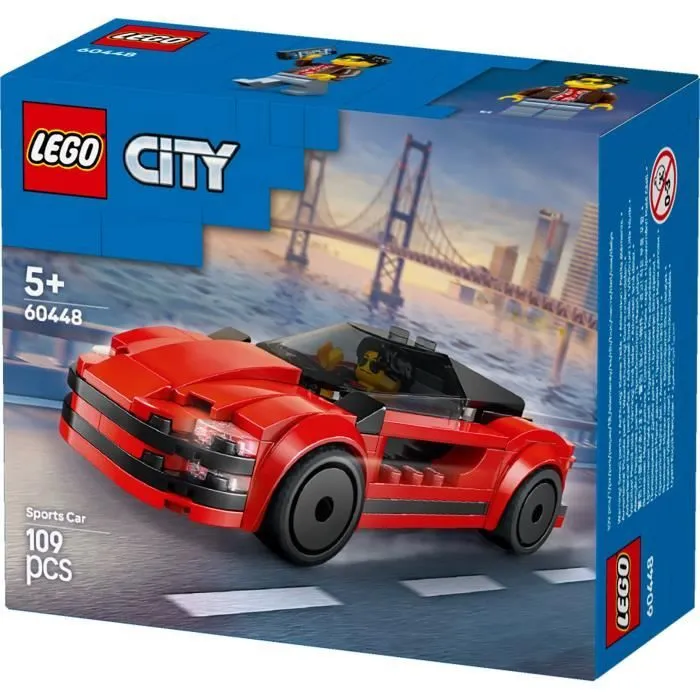 LEGO City 60448 La voiture de sport rouge - Jouet de construction pour garçon dès 5 ans-5