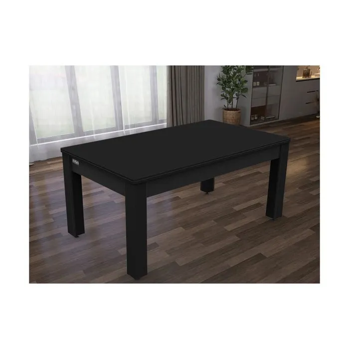 Billard convertible table 6 personnes Texas (plateau et accessoires en option) Noir grainé et noir (tapis)-3