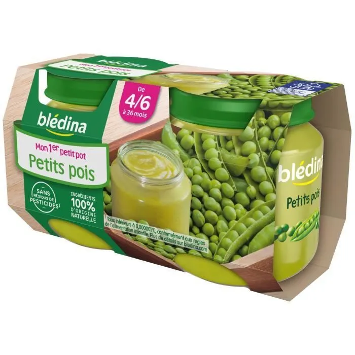 BLEDINA Mon 1er petit pot Petits pois - 2 x 130 g - Dès 4/6 mois-2
