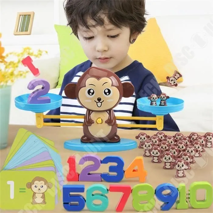 TD® Jeu d'apprentissage enfants / Balance Singe pour apprentissage Chiffres / Poids Enfant Intelligence Jouets / Jeux Éducatifs-1