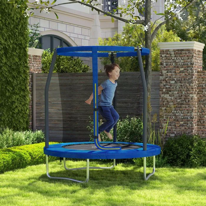 Trampoline pour enfant - trampolines de jardin - SPORTNOW - diamètre 183 cm - avec filet de sécurité - structure en acier - bleu-2