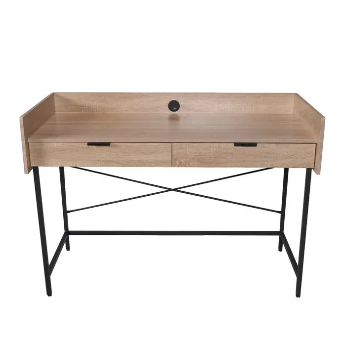 Bureau - Campus - Chêne blanchi et métal noir - Plateau 123x54 cm - Hauteur 76 cm-2