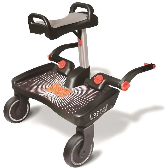 Bebeboutik LASCAL Marche poussette Buggy Board MINI Noir Rouge 3D