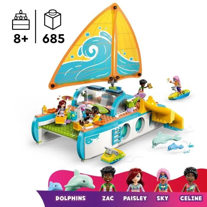 LEGO Friends 42664 L’Aventure en Bateau - Jeu Créatif pour Fille dès 8 Ans avec Dauphins-1