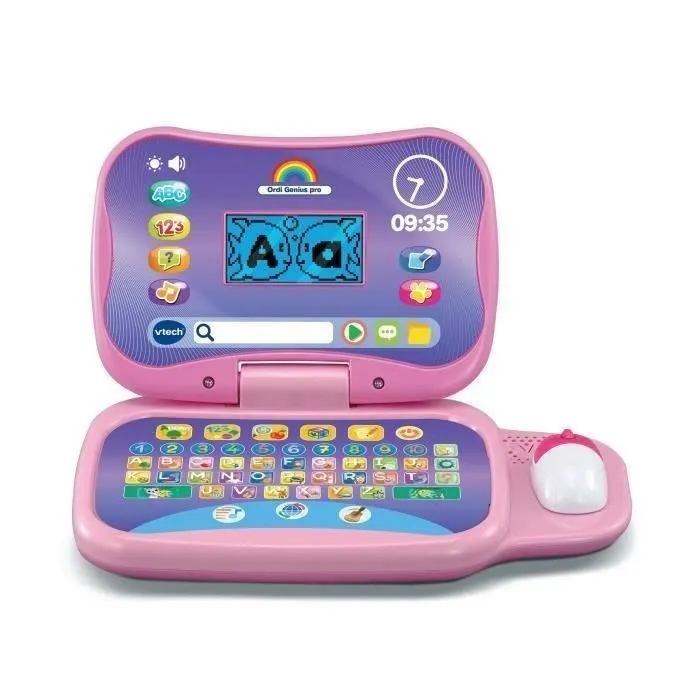 Ordinateur éducatif VTECH ORDI GENIUS PRO ROSE pour enfants de 3 à 7 ans avec souris et 20 activités incluses-0