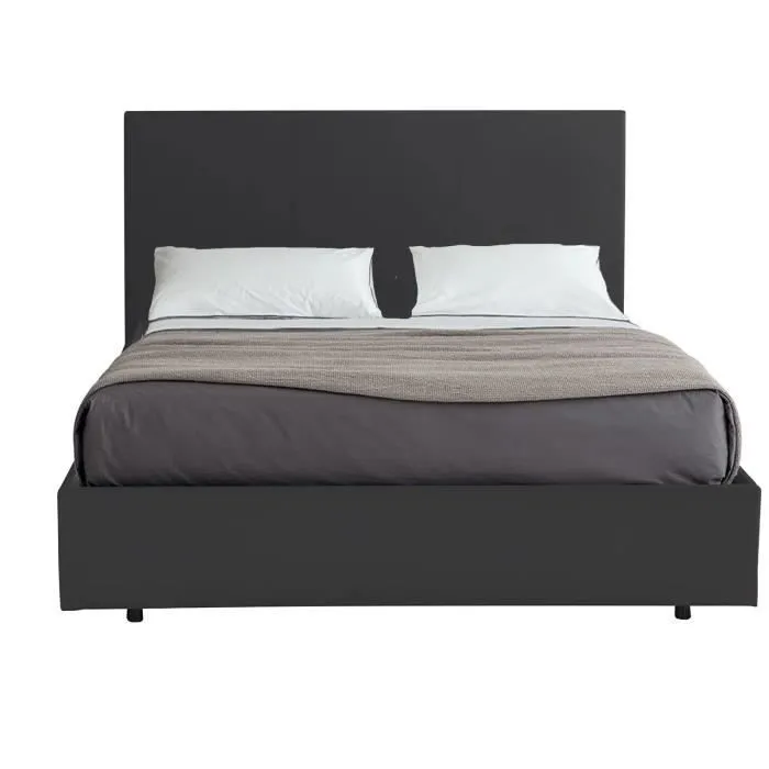 Lit Coffre Majestueux 90x190 Noir Sampur | Sommier à Lattes Inclus | Simili Cuir | Rangement Pratique Space-D | Solide & Durable-3