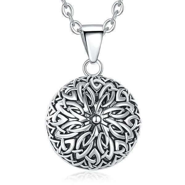Collier Bola de grossesse fleur gravée style baroque-0
