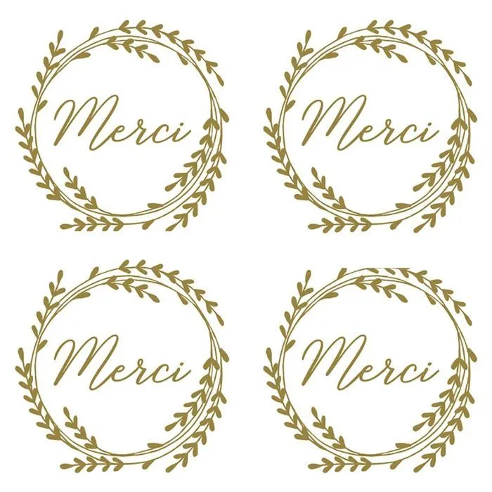 180 stickers ronds dorés Merci Ø 3,5 cm-0