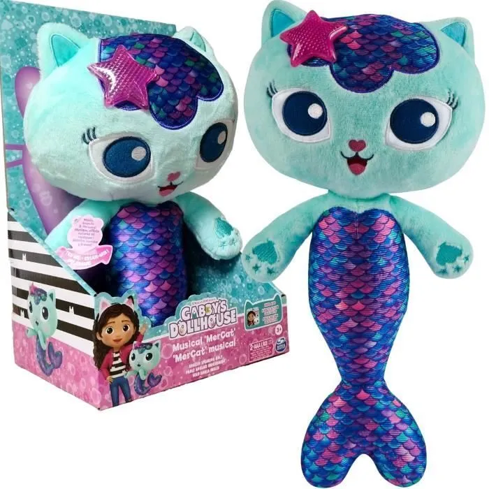 Gabi Mermaid Cat House peluche mascotte interactive chat sirène chat 35 cm Light and Sound-0