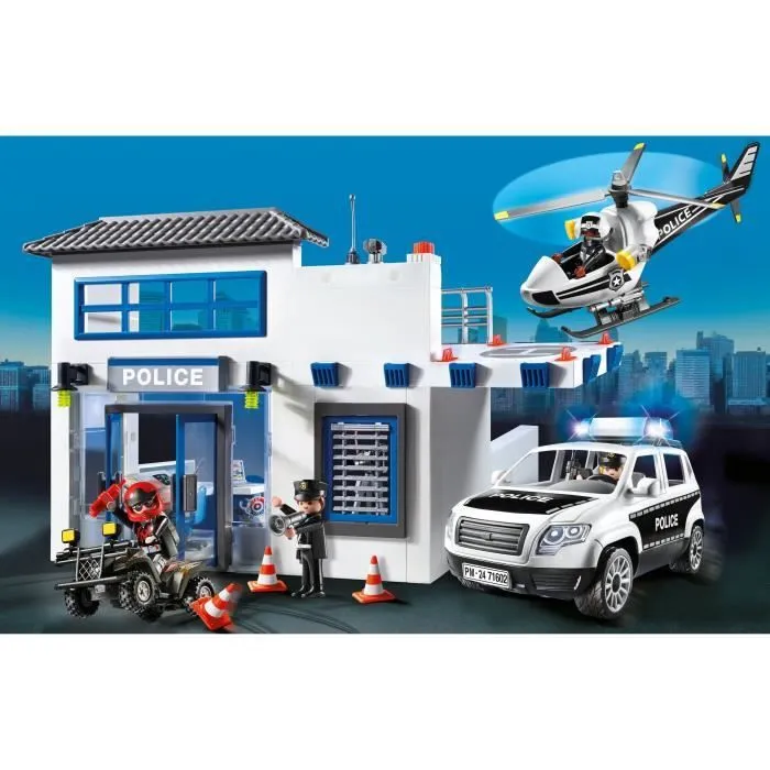 PLAYMOBIL 71602 Poste de police et véhicules, Les Policiers, Action Heroes, 159 pièces, Dès 4 ans-1