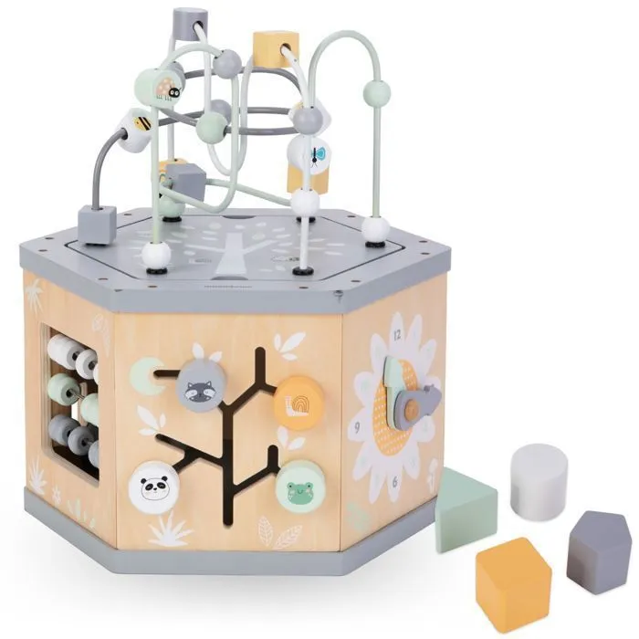 Cube Éducatif Multifonction Bébé Mamabrum, Apprend Formes Couleurs, Compter, l'heure & Dextérité Manuelle, Stimule L'imagination-3