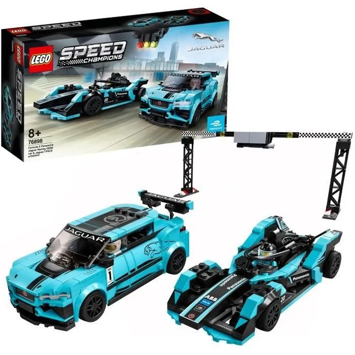 LEGO® Speed Champions 76898 Formula E Panasonic Jaguar Racing GEN2 & Jaguar I-PACE eTROPHY, Jouet Petite Voiture de Course-0