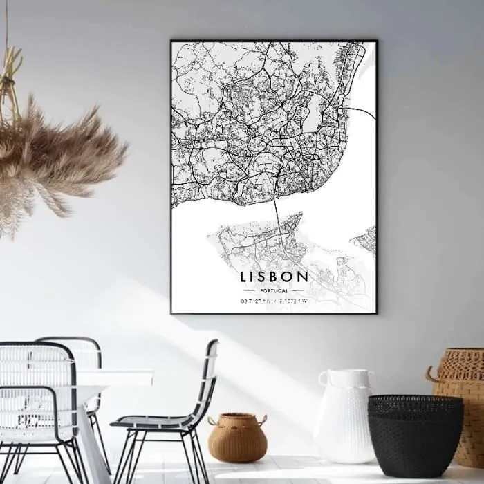 Toile Ville Lisbonne Portugal Pays - Affiche Décorative - Poster Décoration Maison 30x40cm-0