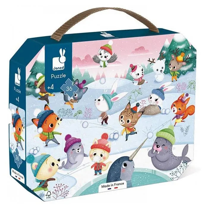 Puzzle enfant - JANOD - Bataille de boule de neige - 36 pièces - Multicolore-1
