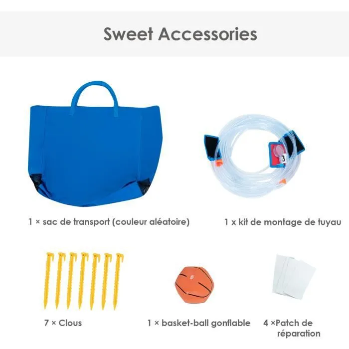 COSTWAY Château Gonflable pour Enfant 3-10Ans 400x335x230CM en Nylon+Oxford avec Toboggan Aquatique de Piscine Souffleur Non-inclus-1