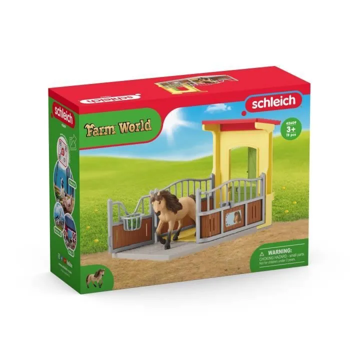 Box avec Poney Icelandais - Extension Ferme Educative, Coffret schleich avec 1 box et 1 figurine poney, pour enfants dès 3 ans --5