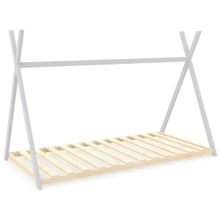 WEBER Lit cabane enfant Montessori- Pin massif - Blanc - Sommier inclus - 90x190 cm - Modèle SIOUX-3