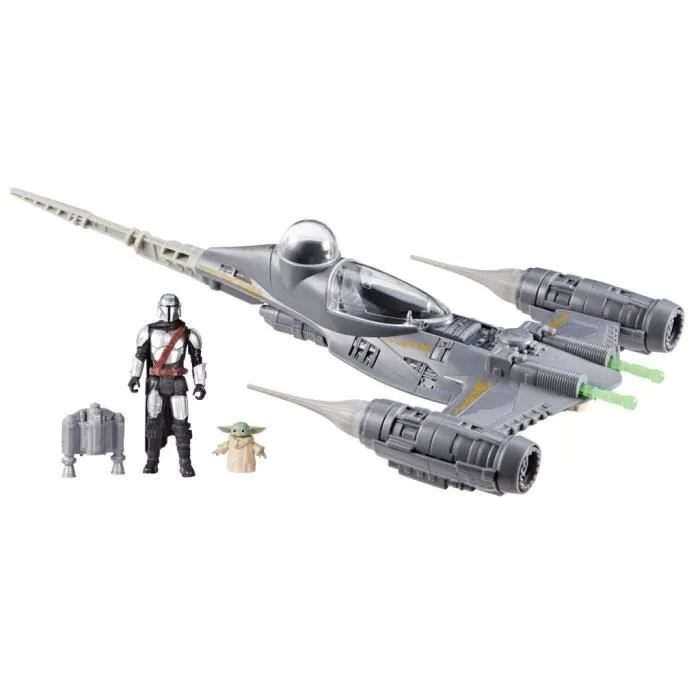 Vaisseau The Mandalorian's N-1 Starfighter, figurines Grogu et Mandalorien de 10 cm, jouet pour enfant dès 4 ans, Star Wars Epic Her-1