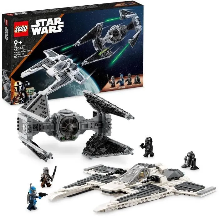 LEGO Star Wars 75348 Le Chasseur Fang Mandalorien Contre le TIE Interceptor, Jouet de Vaisseaux-1