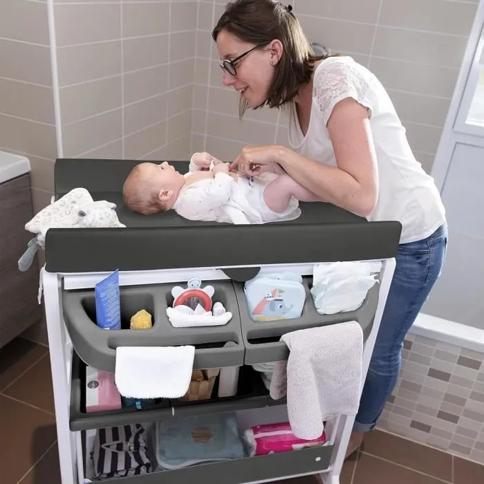 BEBECONFORT Dolphy Table à langer et baignoire 2en 1, De la naissance à 12 mois (11kg), Gray Mist-7