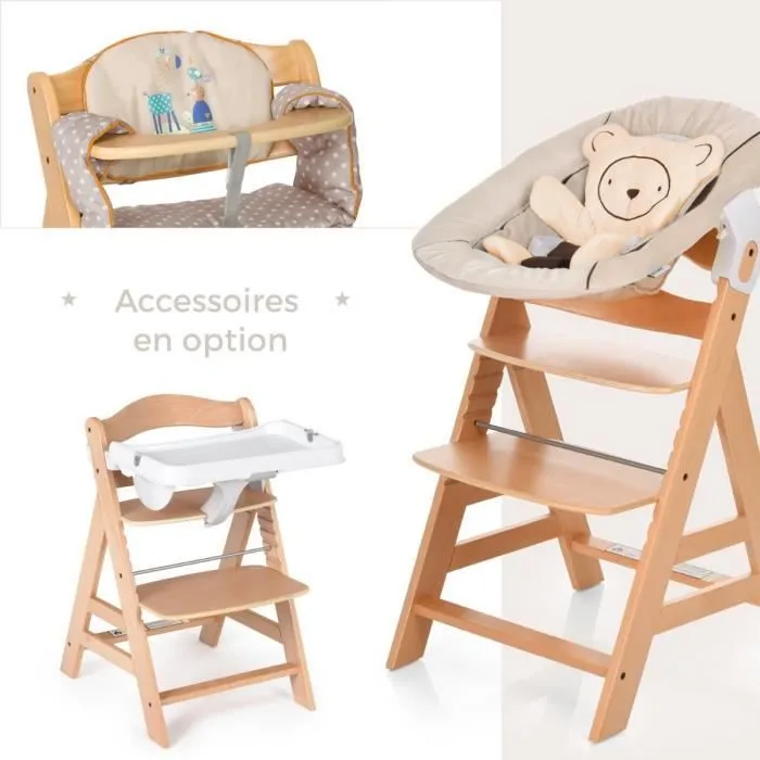 HAUCK Chaise Haute en Bois pour bébé Évolutive Alpha + / grey-1