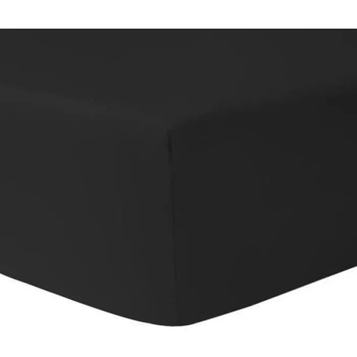 Drap housse Noir 140 x 190 cm 100 % Coton + Protège Matelas Imperméable 140 x 190 cm - HOMEROKK-0
